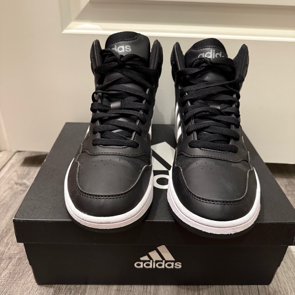 Adidas High-Top Black and White Sneakers